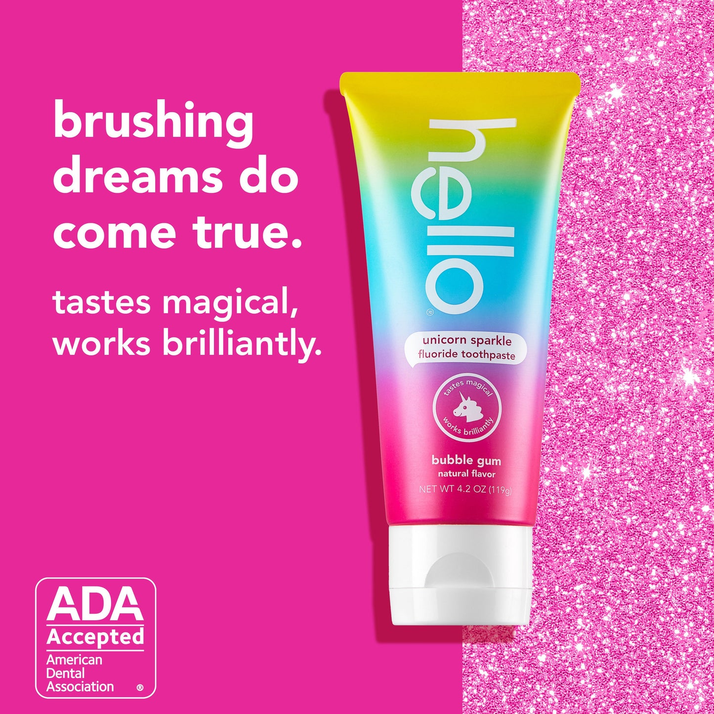 hello Kids Unicorn Sparkle Fluoride Toothpaste - Bubble Gum