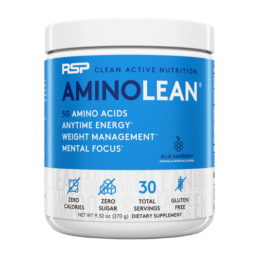 RSP AminoLean Pre Workout Energy & Weight Loss Blue Raspberry, 30 Servings