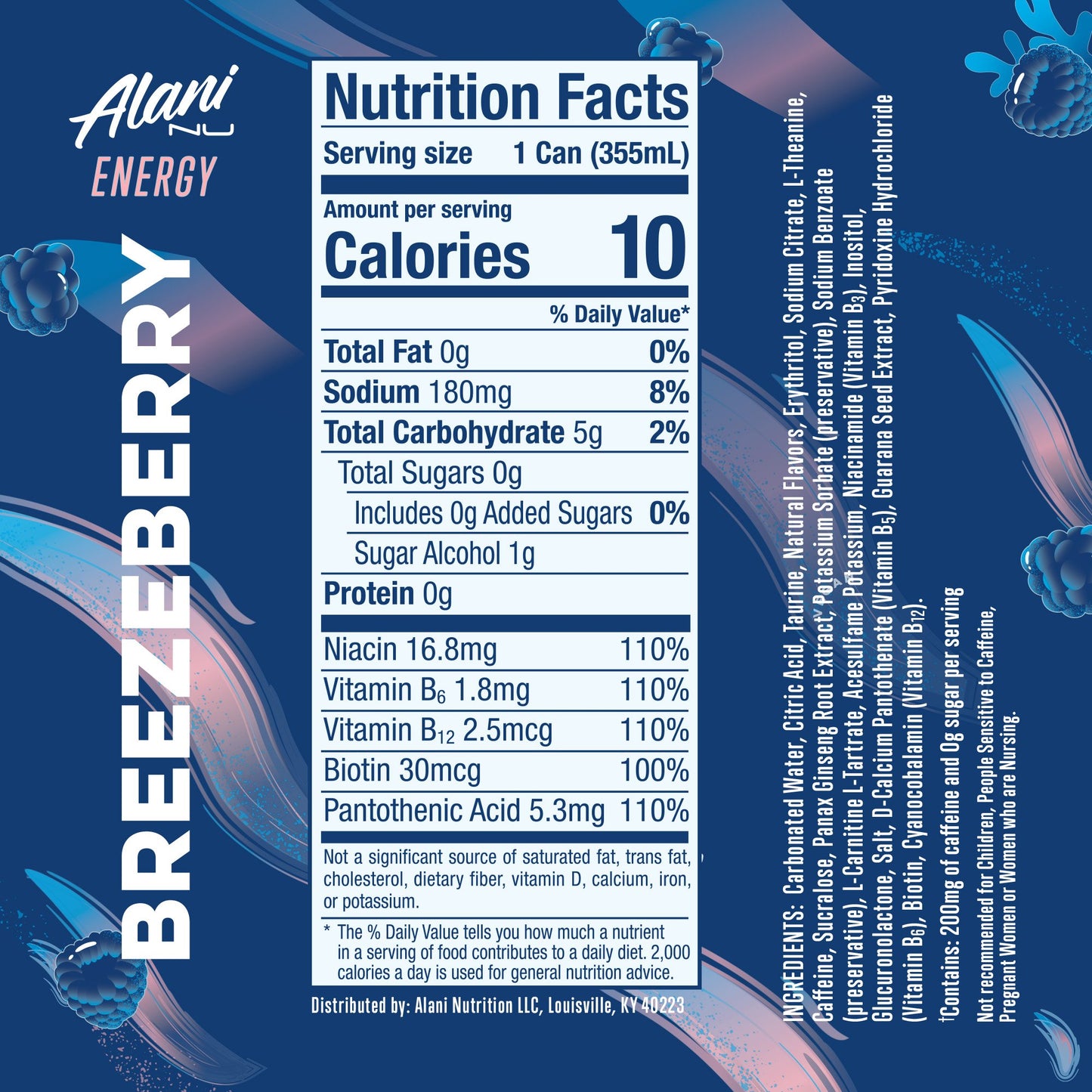 Alani Nu Zero Sugar Energy Drink - Breezeberry