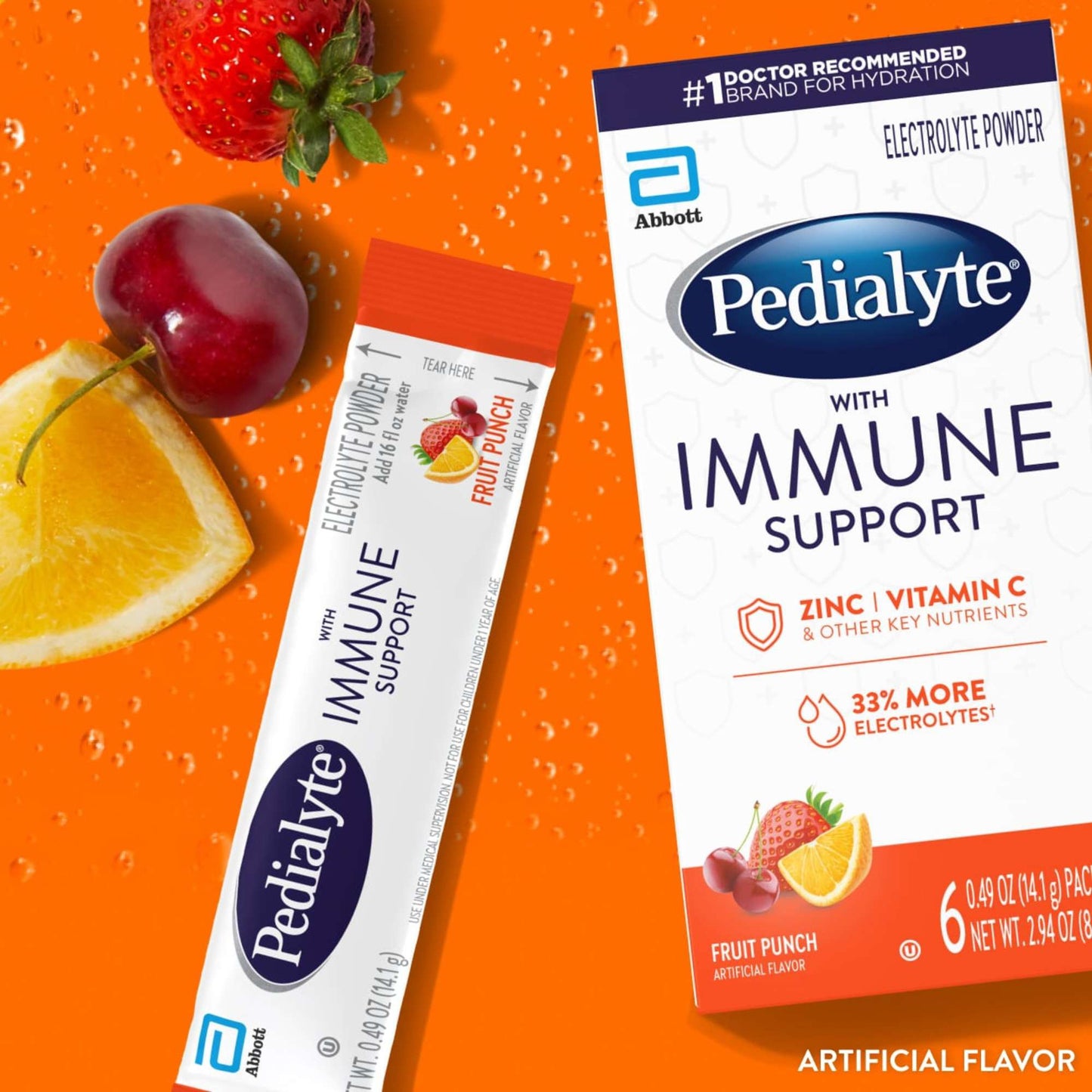 Pedialyte with Immune Support Electrolyte Powder Packs - Fruit Punch