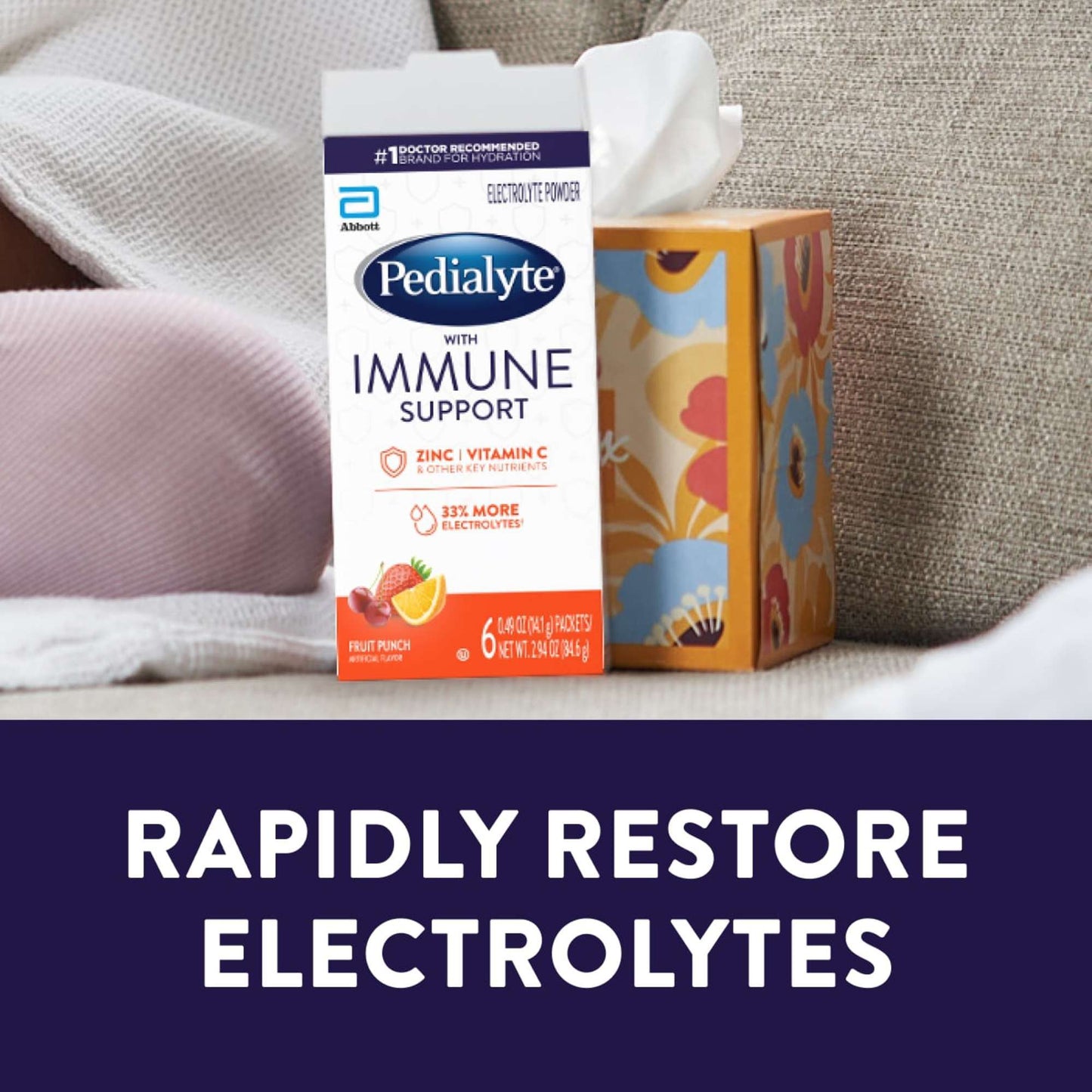 Pedialyte with Immune Support Electrolyte Powder Packs - Fruit Punch