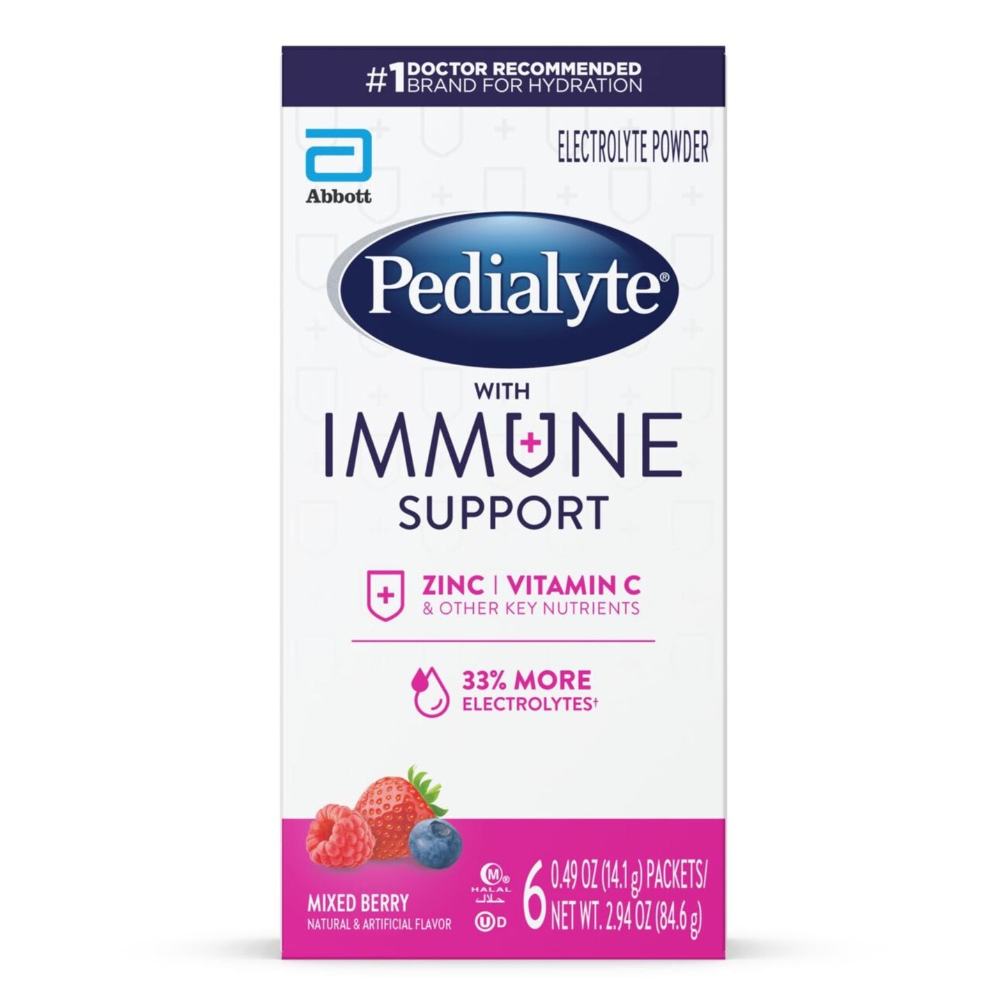 Pedialyte with Immune Support Electrolyte Powder Packs - Mixed Berry