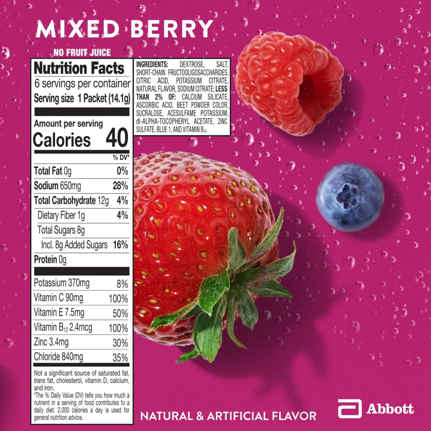 Pedialyte with Immune Support Electrolyte Powder Packs - Mixed Berry