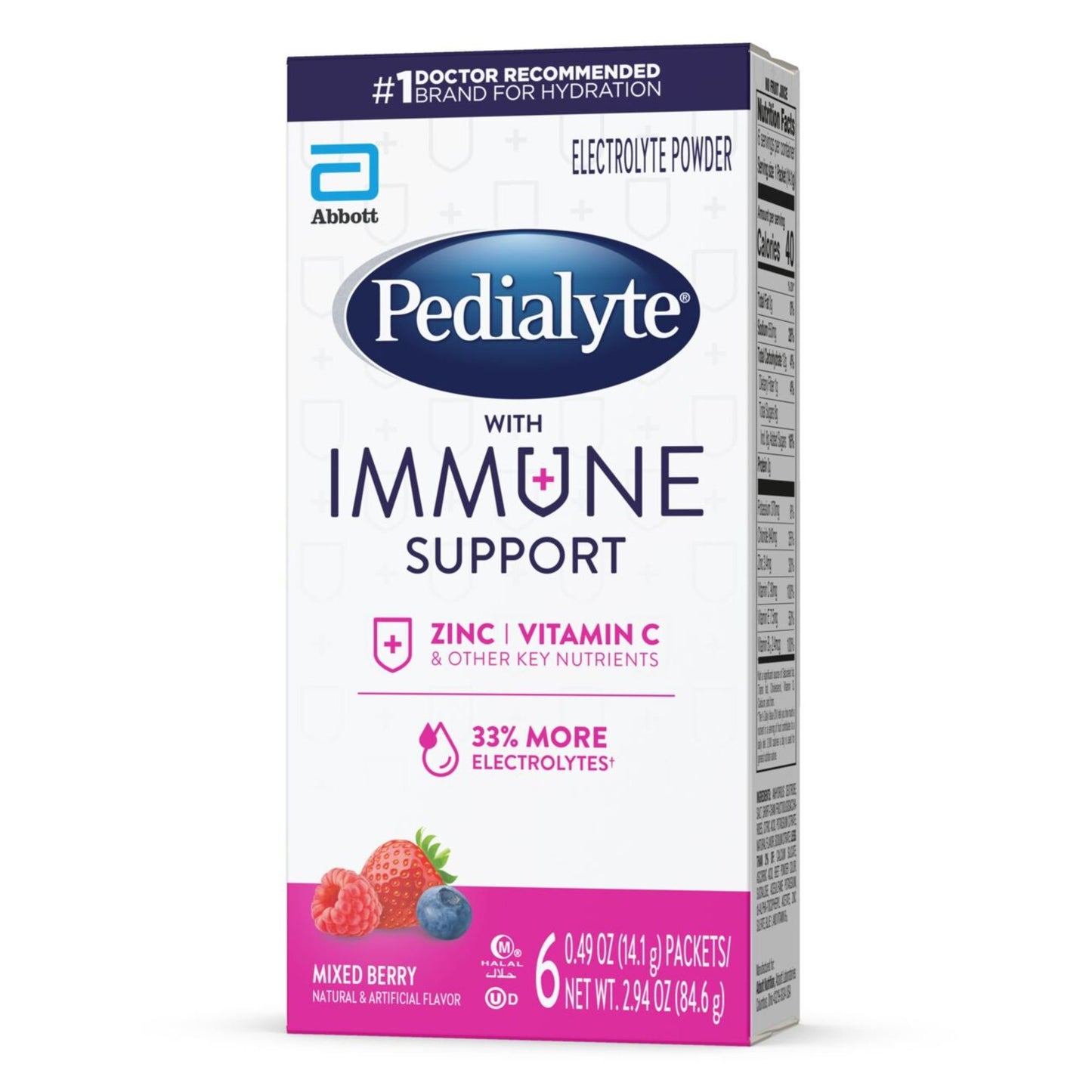 Pedialyte with Immune Support Electrolyte Powder Packs - Mixed Berry