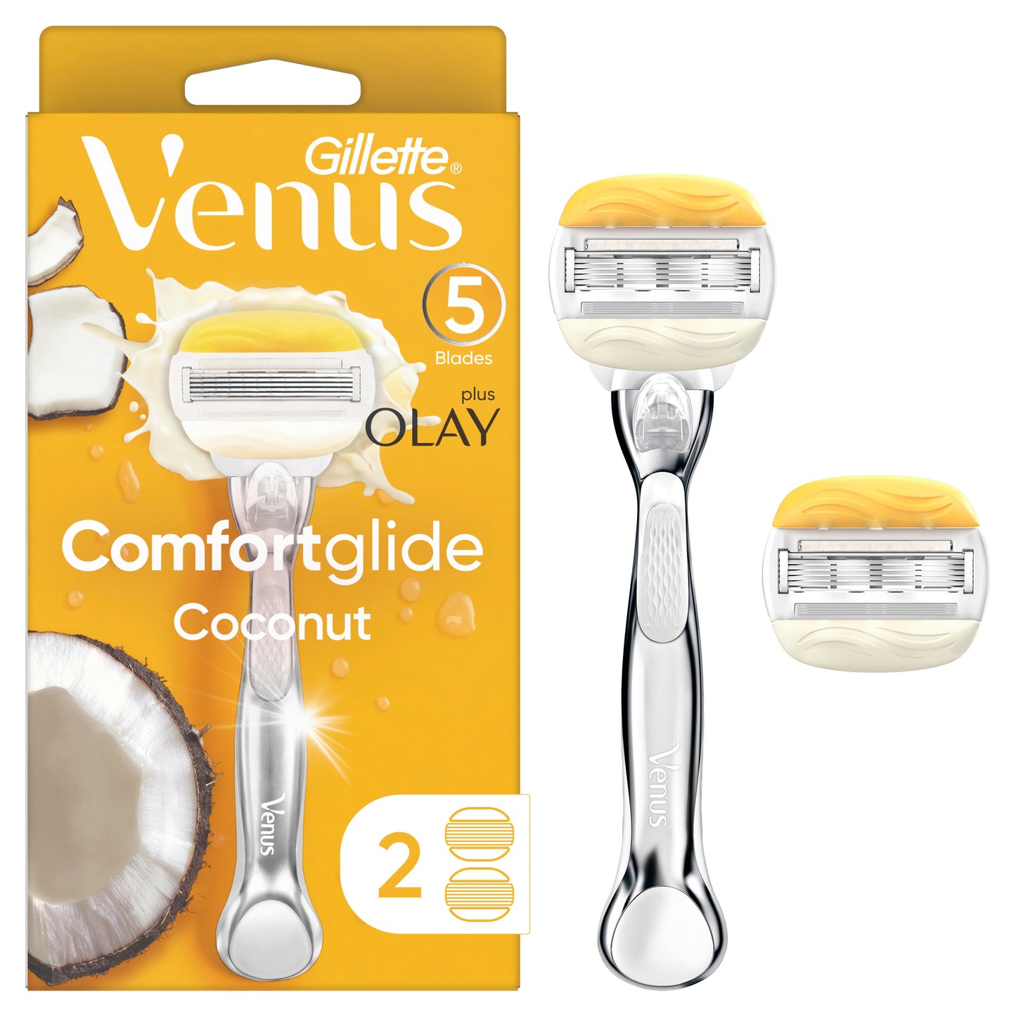 Gillette Venus Comfortglide with Olay Coconut Women's Razor + 2 Blade Refills