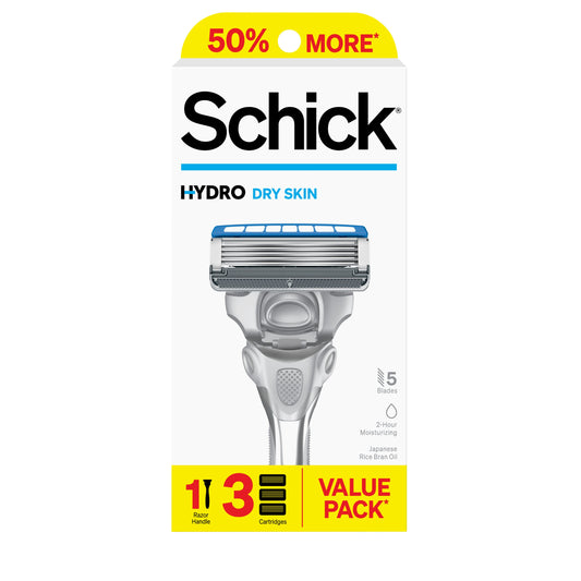 Schick Hydro Dry Skin Razor + 3 Blade Refills