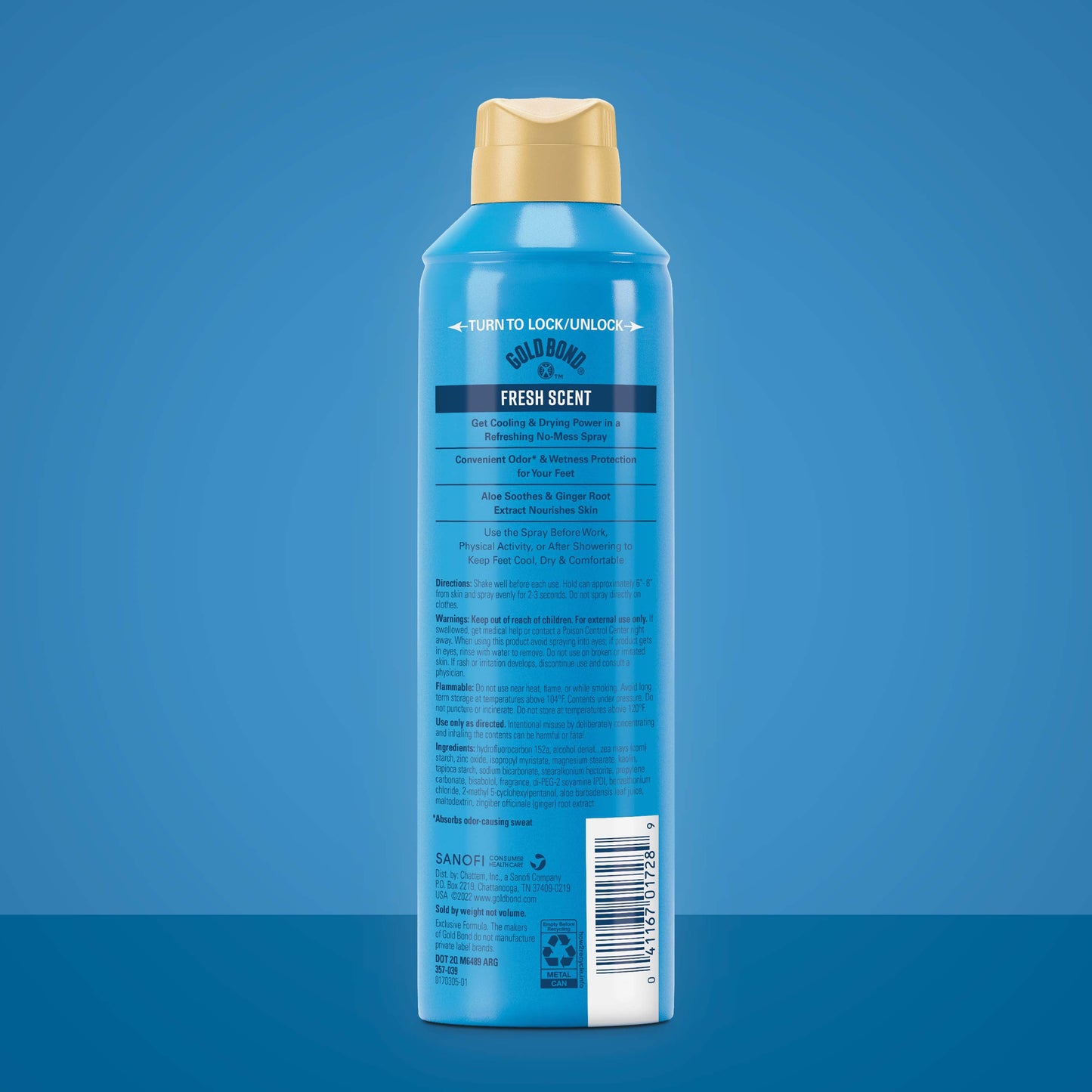 Gold Bond No Mess Talc-Free Foot Powder Spray, Fresh Scent