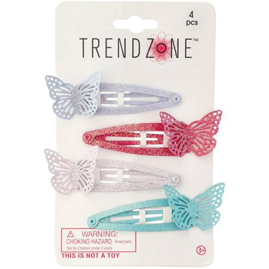 Trend Zone Kids Accessories Sugar Glitter Butterfly Snaps