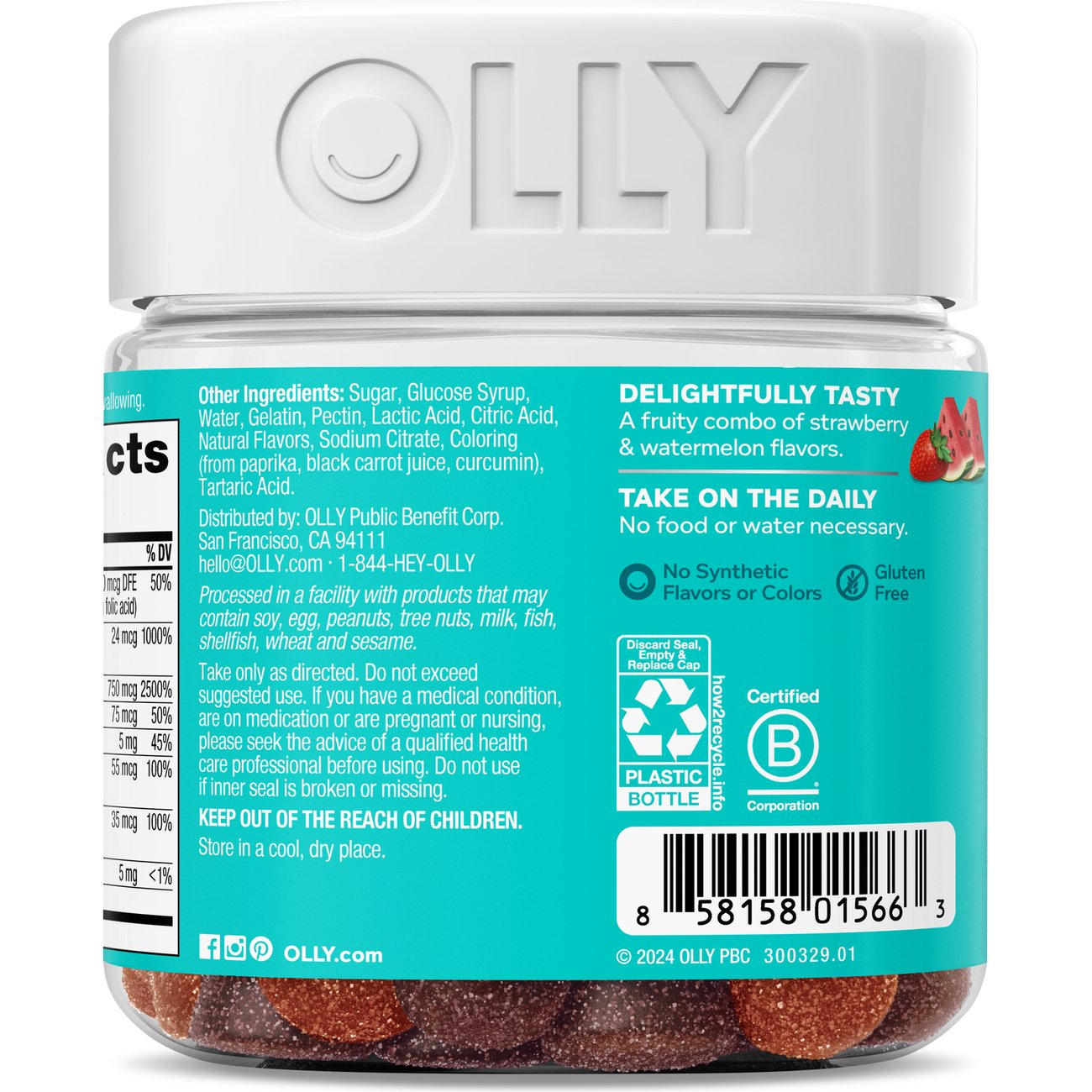 OLLY Teen Girl Multivitamin, Zinc & 750 mcg Biotin Gummies - Berry Melon