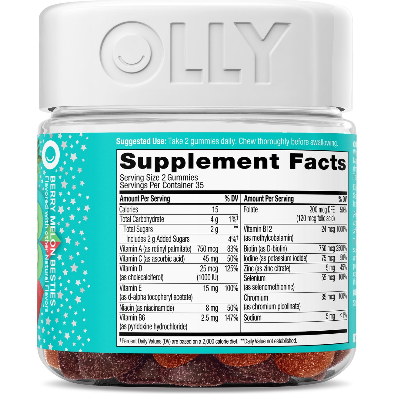 OLLY Teen Girl Multivitamin, Zinc & 750 mcg Biotin Gummies - Berry Melon