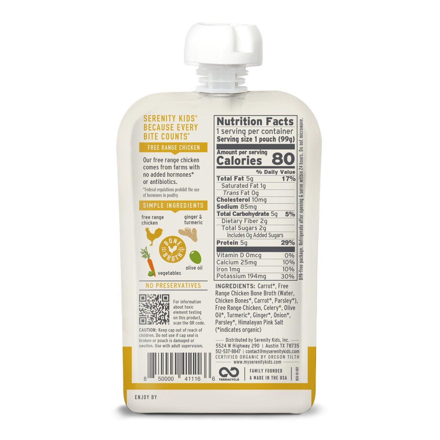 Serenity Kids Baby Food Pouch - Turmeric Chicken with Bone Broth