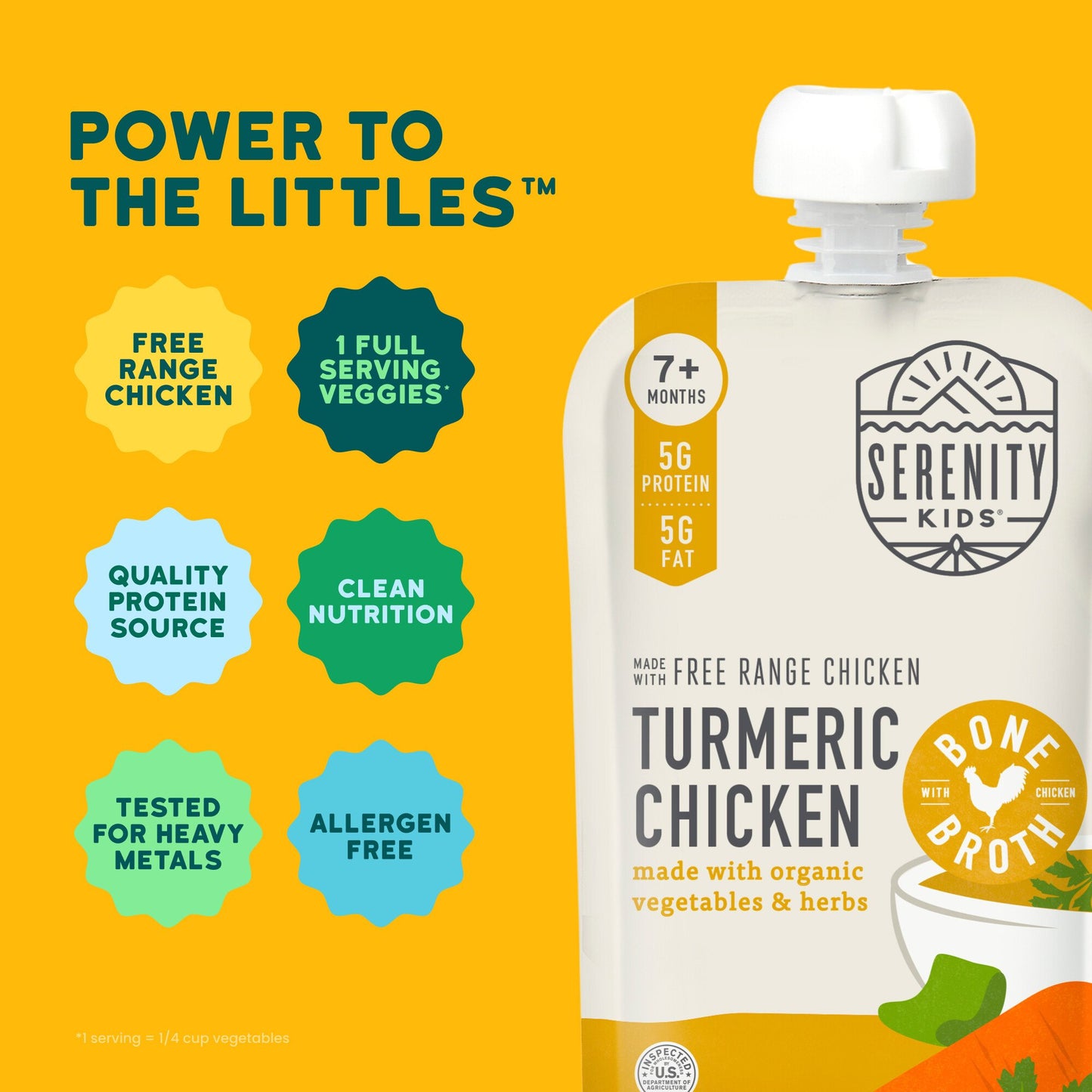 Serenity Kids Baby Food Pouch - Turmeric Chicken with Bone Broth