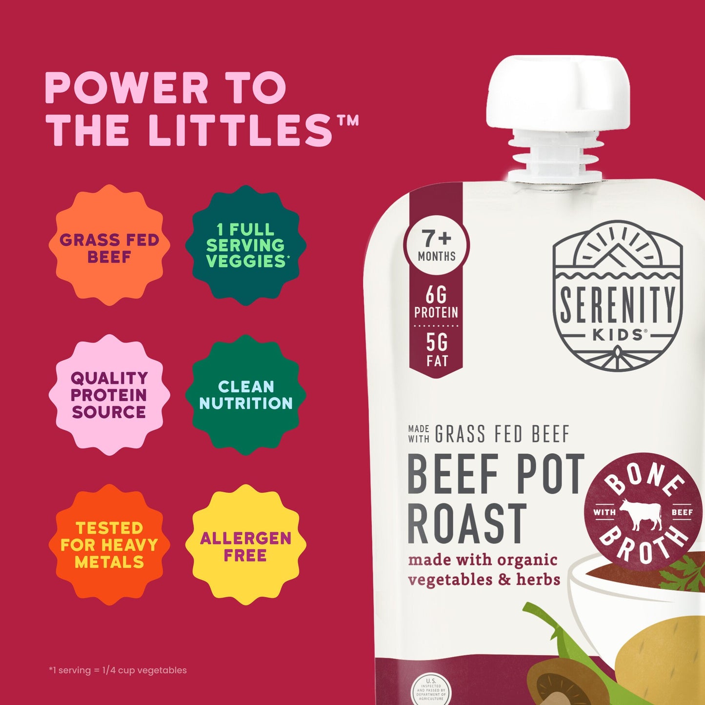 Serenity Kids Baby Food Pouch - Beef Pot Roast with Bone Broth