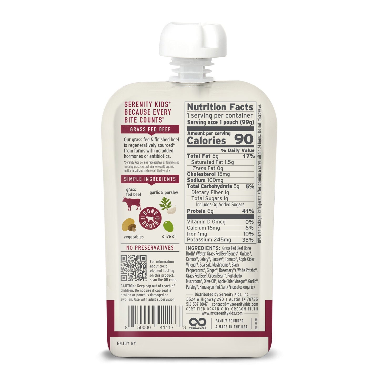 Serenity Kids Baby Food Pouch - Beef Pot Roast with Bone Broth