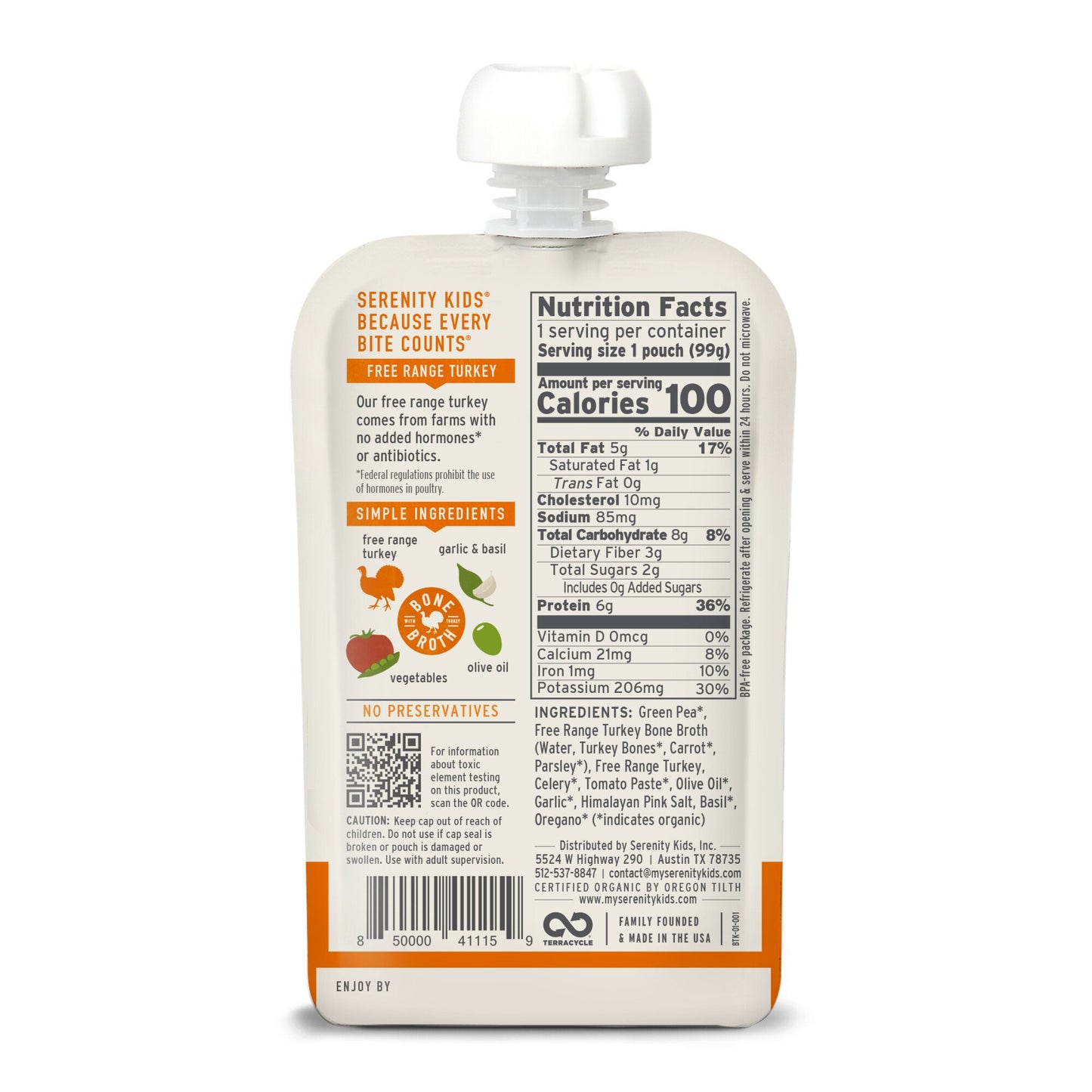 Serenity Kids Baby Food Pouch - Turkey Bolognese with Bone Broth