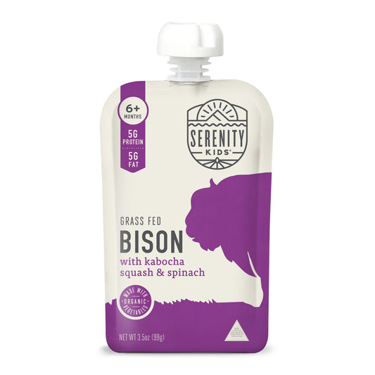Serenity Kids Organic Pouch - Grass Fed Bison Kabocha Squash & Spinach
