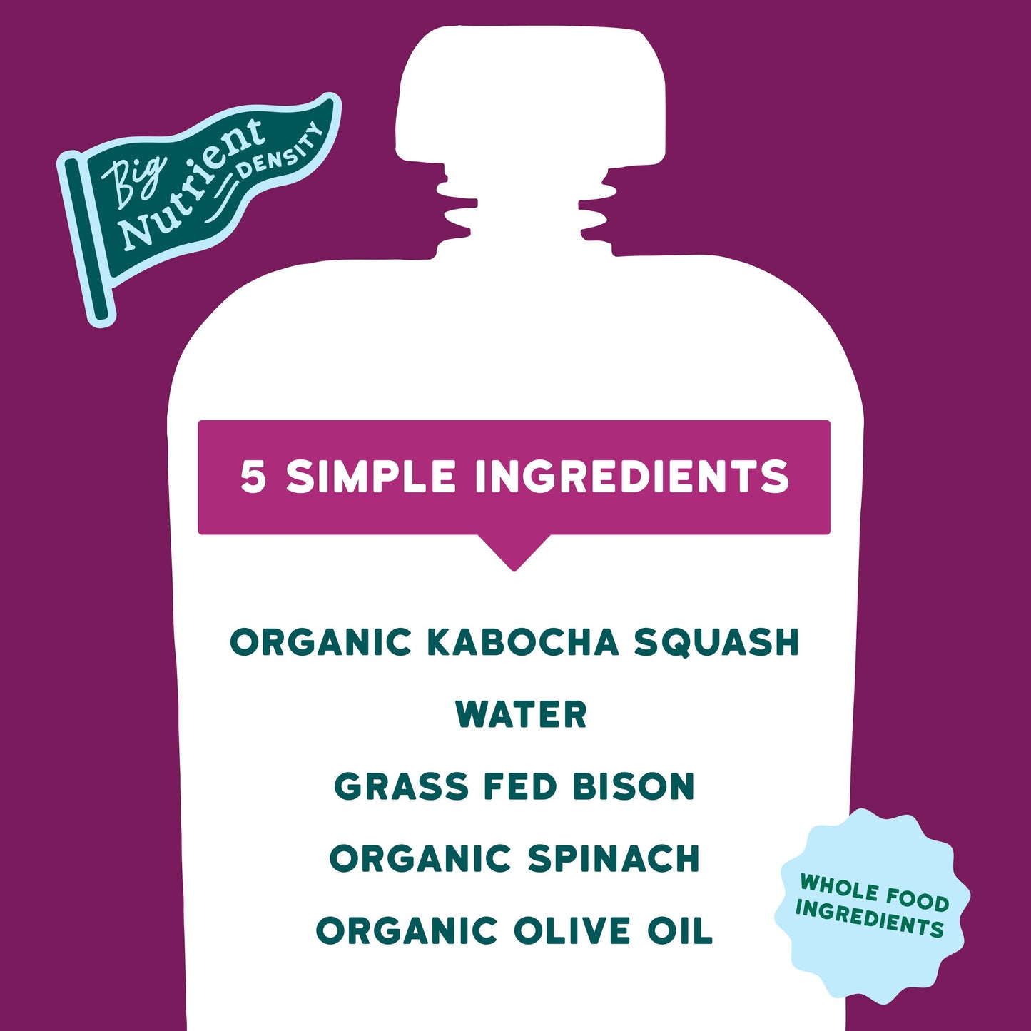 Serenity Kids Organic Pouch - Grass Fed Bison Kabocha Squash & Spinach