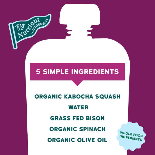 Serenity Kids Organic Pouch - Grass Fed Bison Kabocha Squash & Spinach