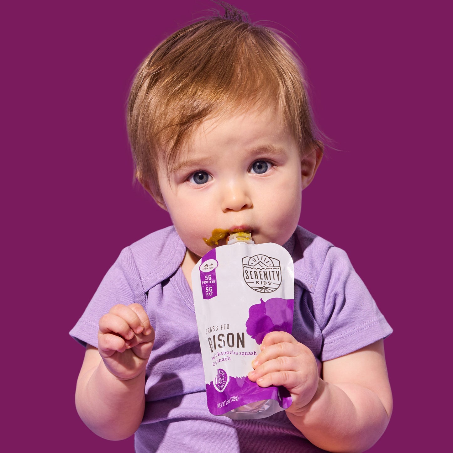 Serenity Kids Organic Pouch - Grass Fed Bison Kabocha Squash & Spinach
