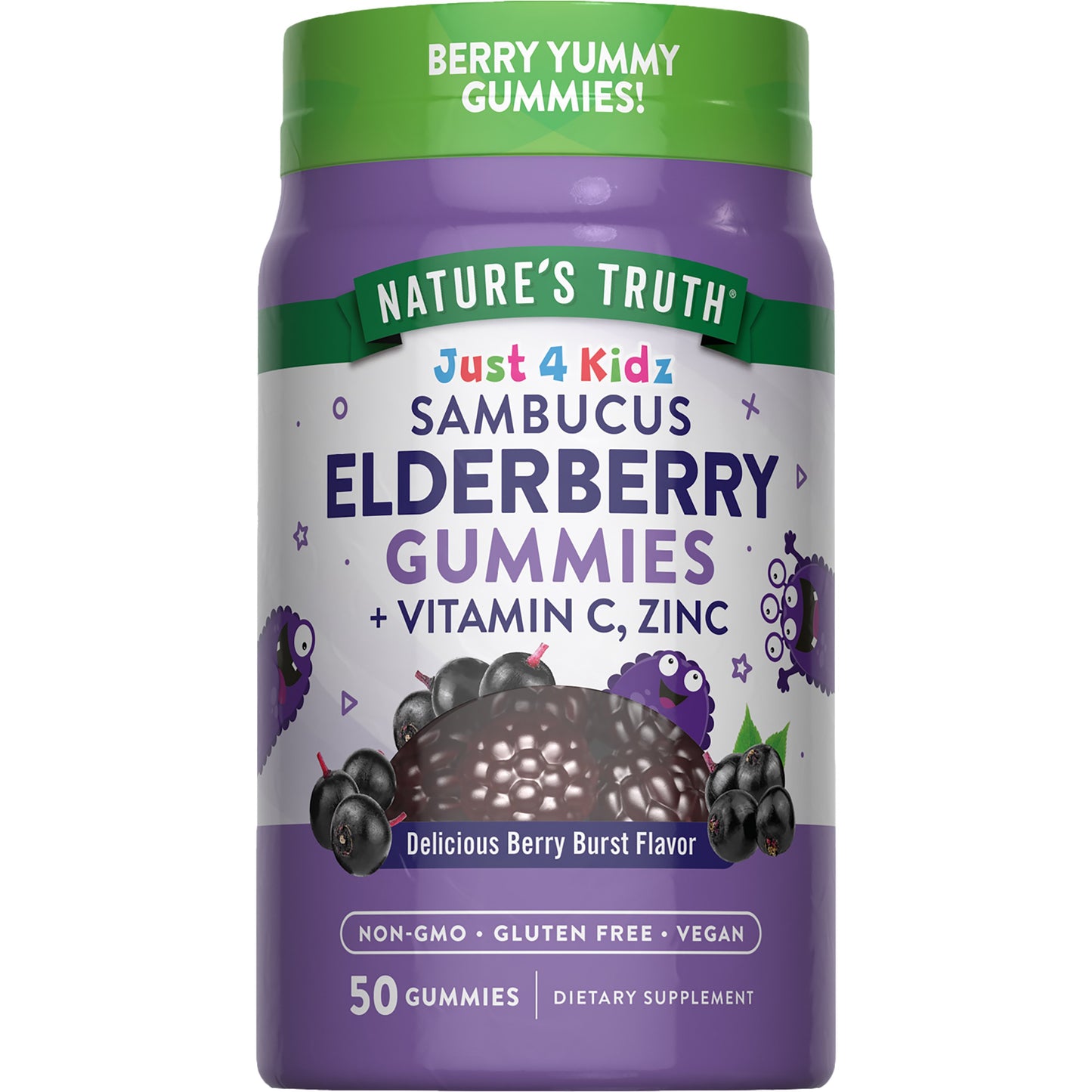 Nature's Truth Just 4 Kidz Black Elderberry + Vitamin C Zinc Berry Burst Gummies