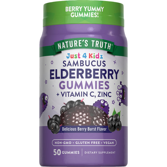 Nature's Truth Just 4 Kidz Black Elderberry + Vitamin C Zinc Berry Burst Gummies