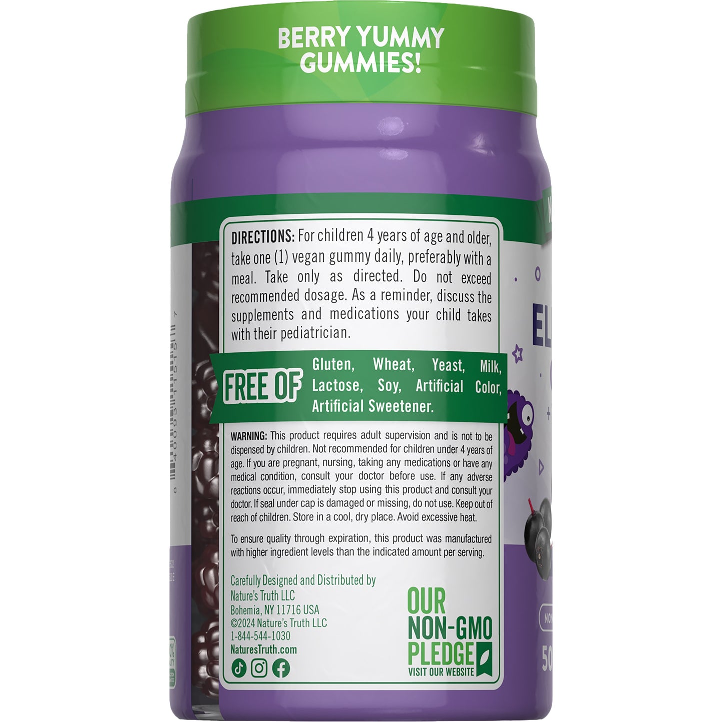 Nature's Truth Just 4 Kidz Black Elderberry + Vitamin C Zinc Berry Burst Gummies