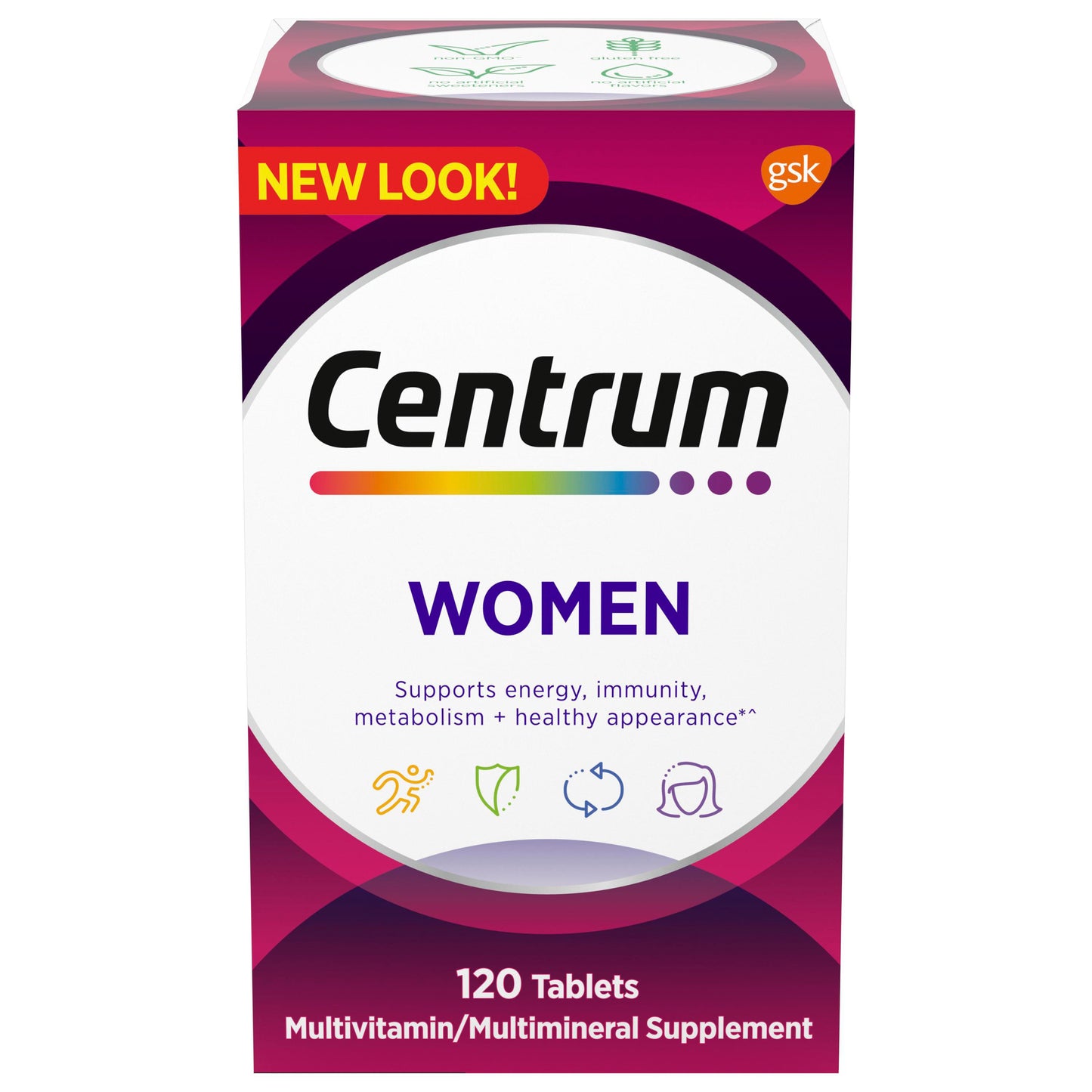 Centrum Multivitamin for Women, Multivitamin/Multimineral Supplement with Iron, Vitamin D3, B Vitamins and Antioxidant Vitamins C and E, Gluten Free, Non-GMO Ingredients