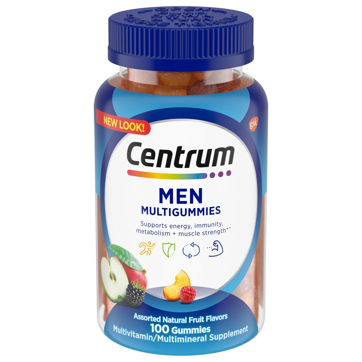 Centrum MultiGummies Gummy Multivitamin for Men, Multivitamin/Multimineral Supplement with Selenium, Antioxidants and Vitamin D3, Assorted Fruit Flavor