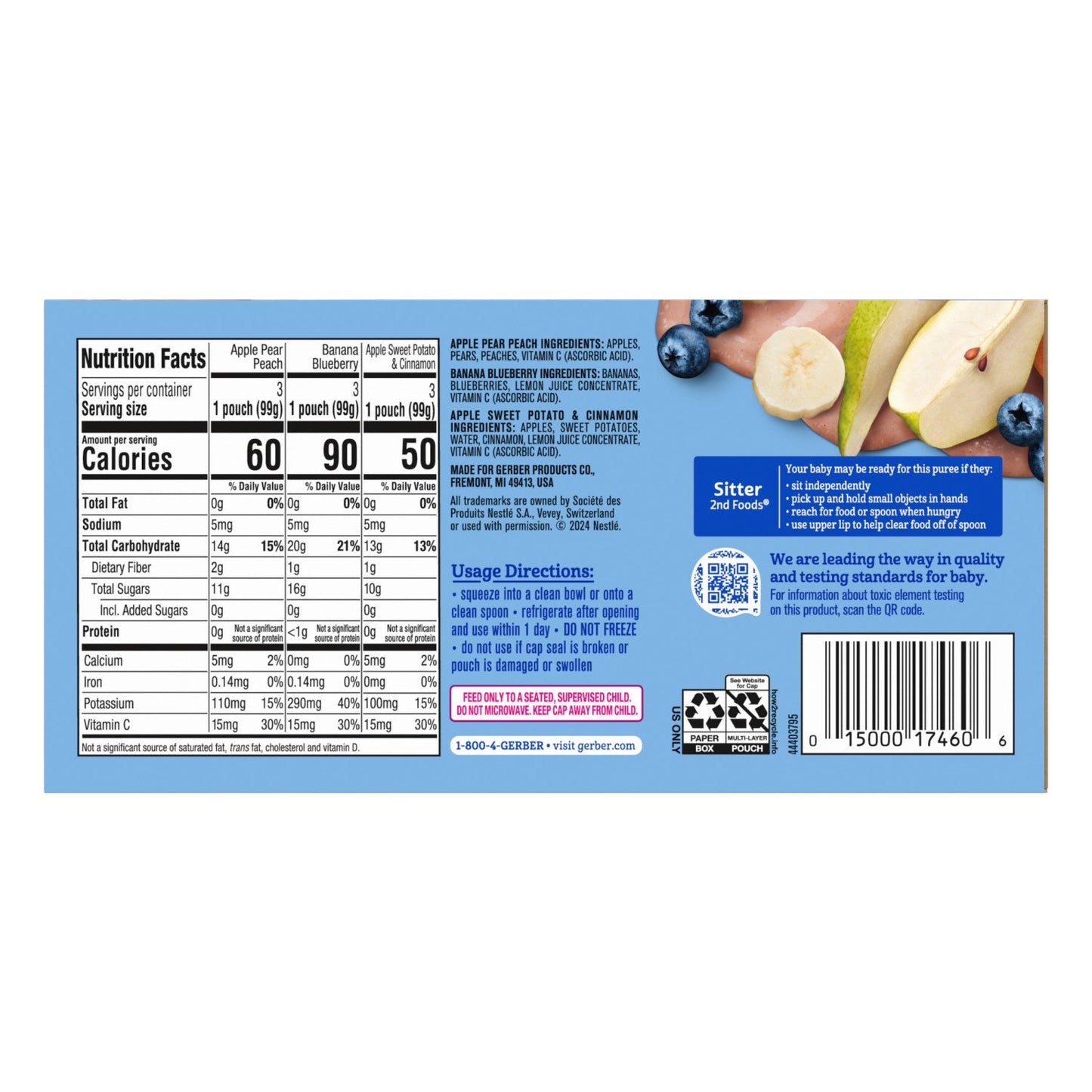 Gerber Natural for Toddler Pouches Variety Pack - Fruit & Veggie Favorites
