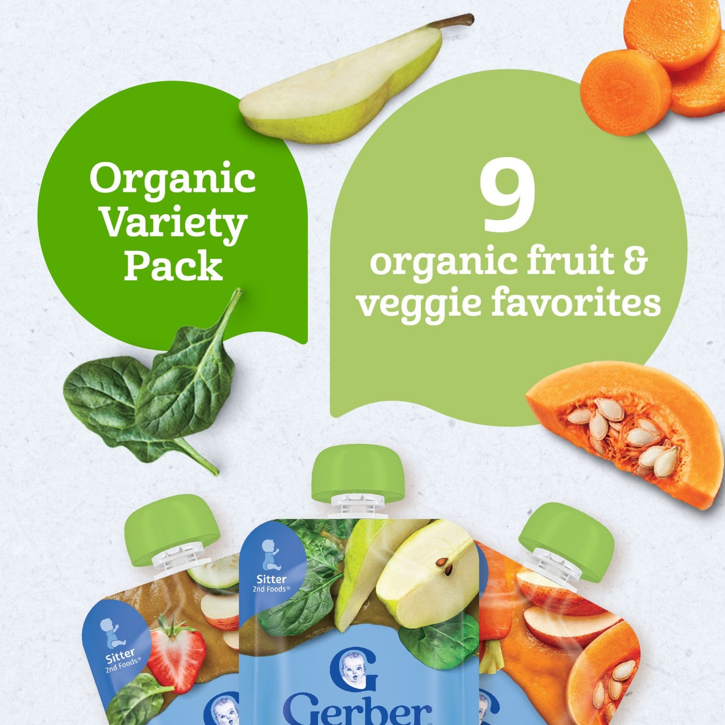 Gerber Organic for Baby Pouches Variety Pack - Fruit & Veggie Favorites