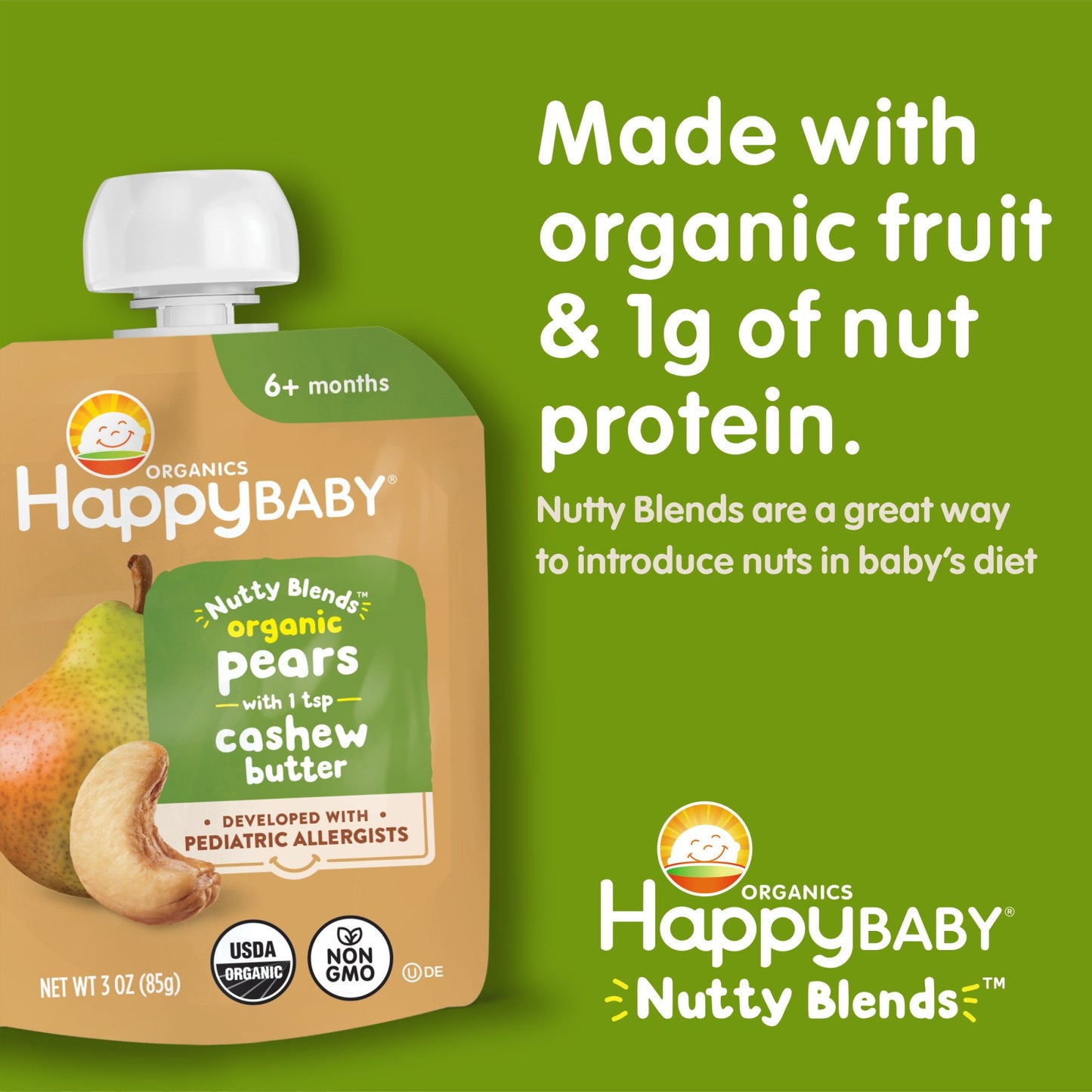 Happy Baby Organics Nutty Blends Pouch - Pears with Cashew Butter