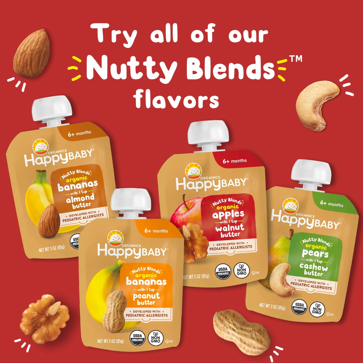 Happy Baby Organics Nutty Blends Pouch - Bananas with Almond Butter