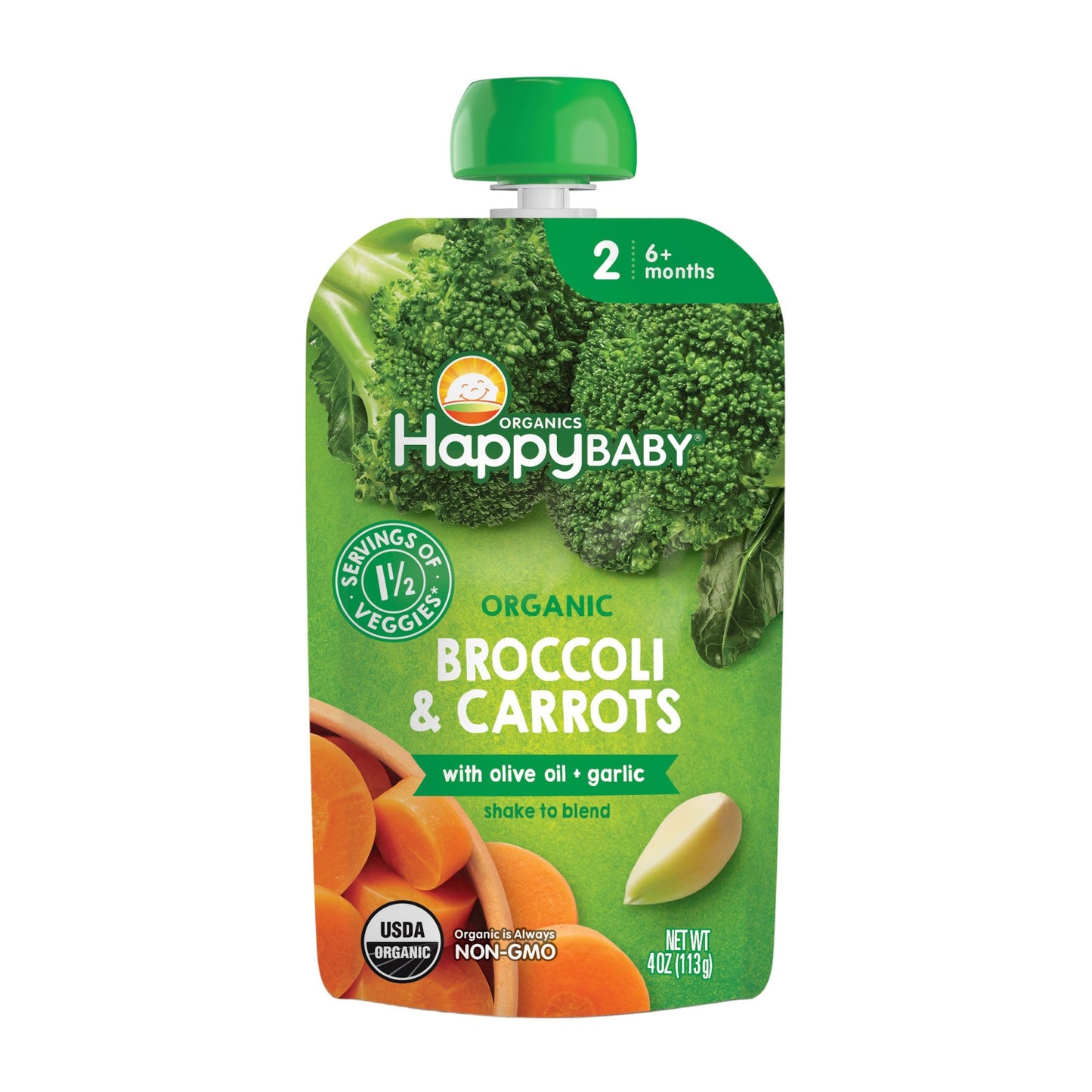 Happy Baby Organics Stage 2 Pouch - Broccoli & Carrots
