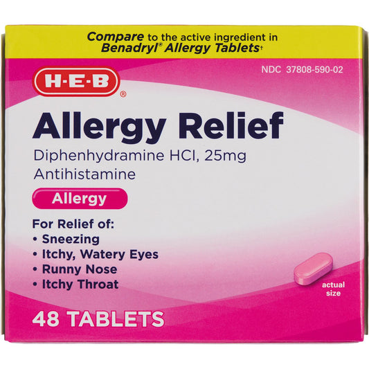 H-E-B Allergy Relief Antihistamine 25 mg Tablets