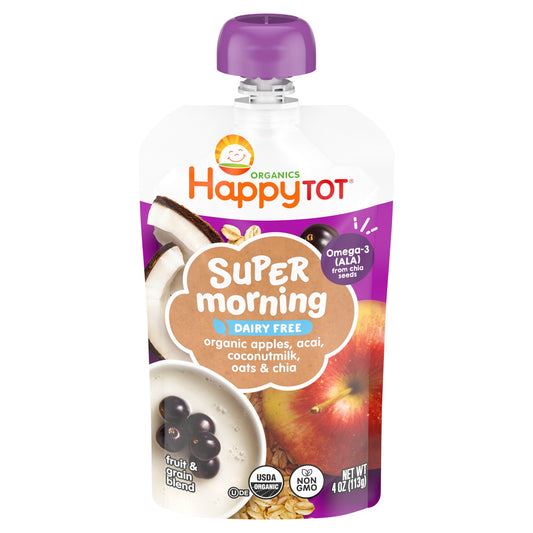 Happy Tot Organics Super Morning Pouch - Apples Acai Coconut Milk Oats & Chia