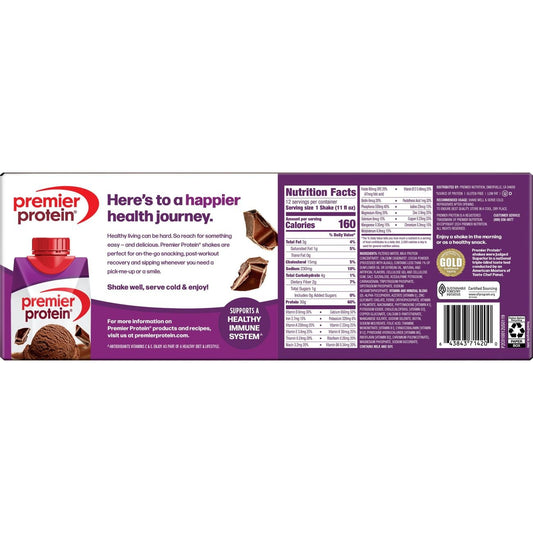 Premier Protein 30g Protein Shakes 12 pk - Chocolate