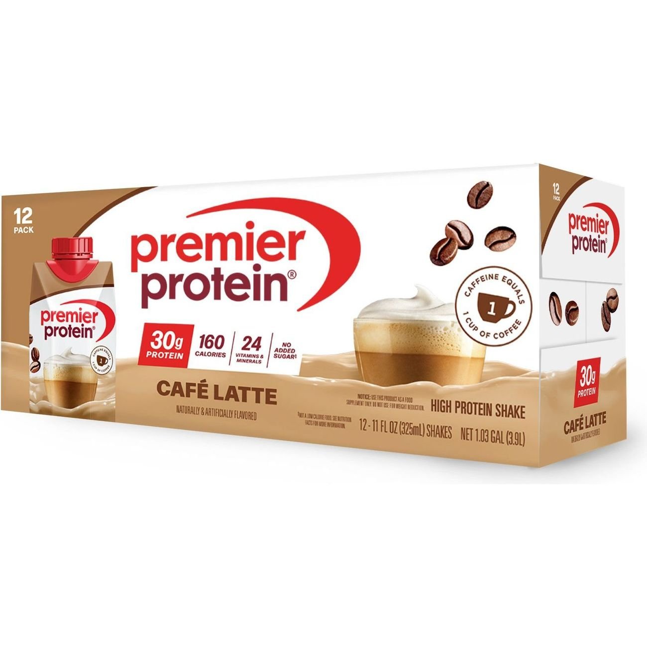 Premier Protein 30g Protein Shakes 12 pk Bottles - Café Latte