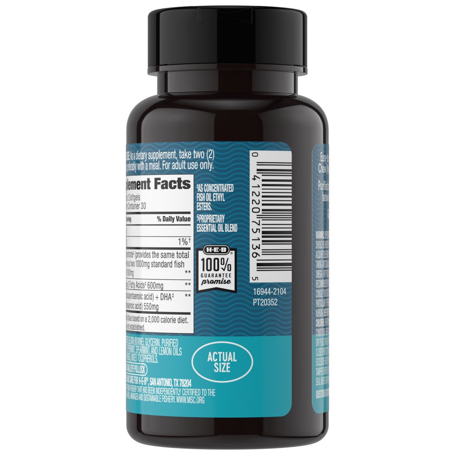 H-E-B Vitamins Alaskan Fish Oil Mini 600 mg Omega 3 Mint & Lemon Softgels
