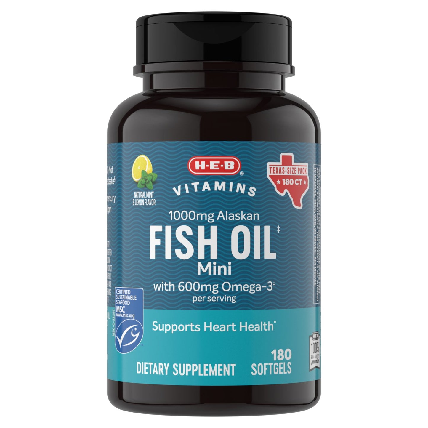 H-E-B Vitamins Alaskan Fish Oil Mini 600 mg Omega 3 Mint & Lemon Softgels - Texas-Size Pack