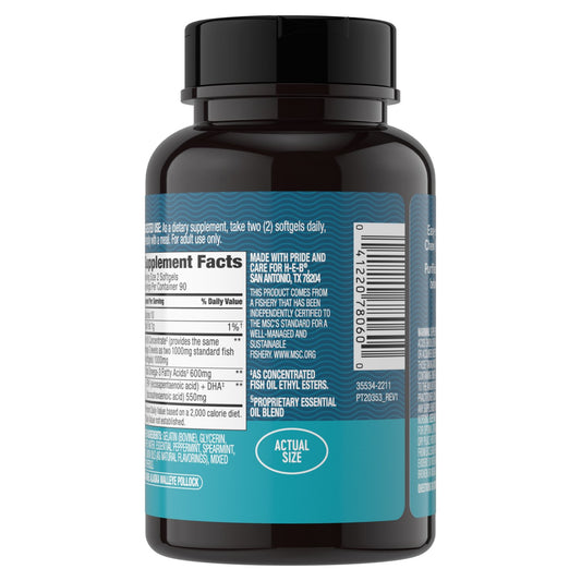 H-E-B Vitamins Alaskan Fish Oil Mini 600 mg Omega 3 Mint & Lemon Softgels - Texas-Size Pack