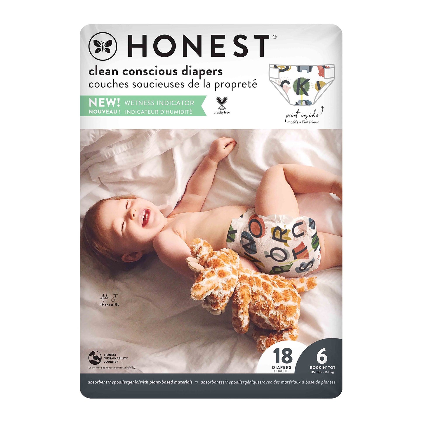 The Honest Company Clean Conscious Diapers - Size 6, All the Letters Print
