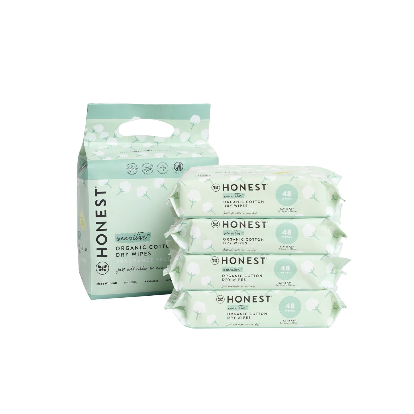 The Honest Company Organic Cotton Dry Wipes 4 Pk