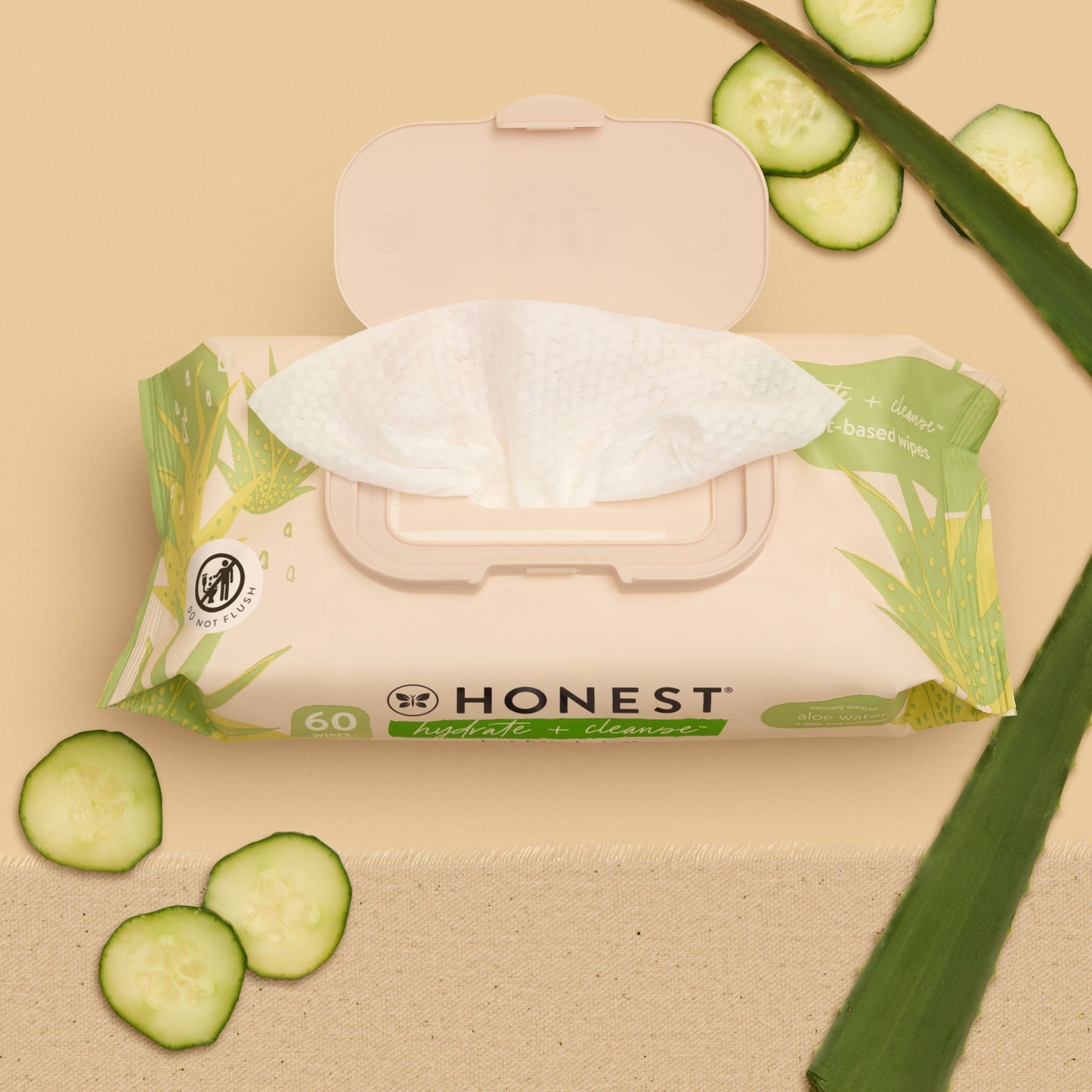 The Honest Company Hydrate & Cleanse Plant Based Wipes - Aloe & Cucumber