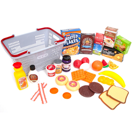 H-E-B Beyond Imagination! Breakfast Play Food Shopping Basket - Gray
