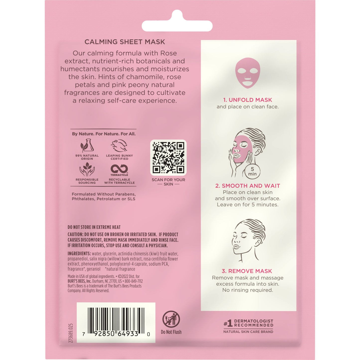 Burt's Bees Calming Sheet Mask with Rose