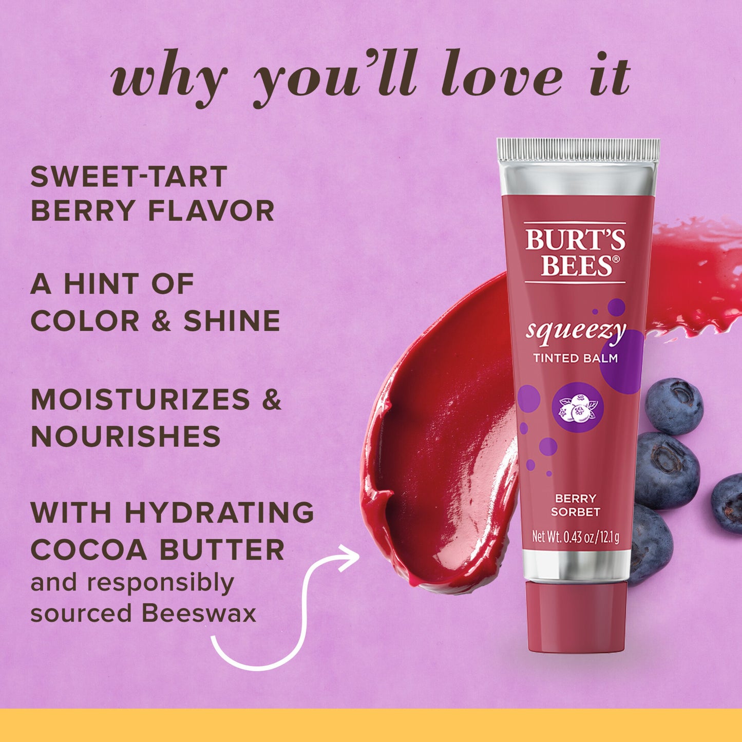 Burt's Bees Squeezy Tinted Lip Balm - Berry Sorbet