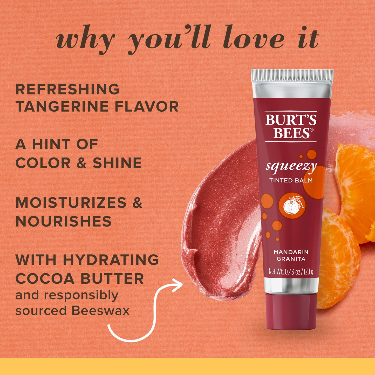 Burt's Bees Squeezy Tinted Lip Balm - Mandarin Granita