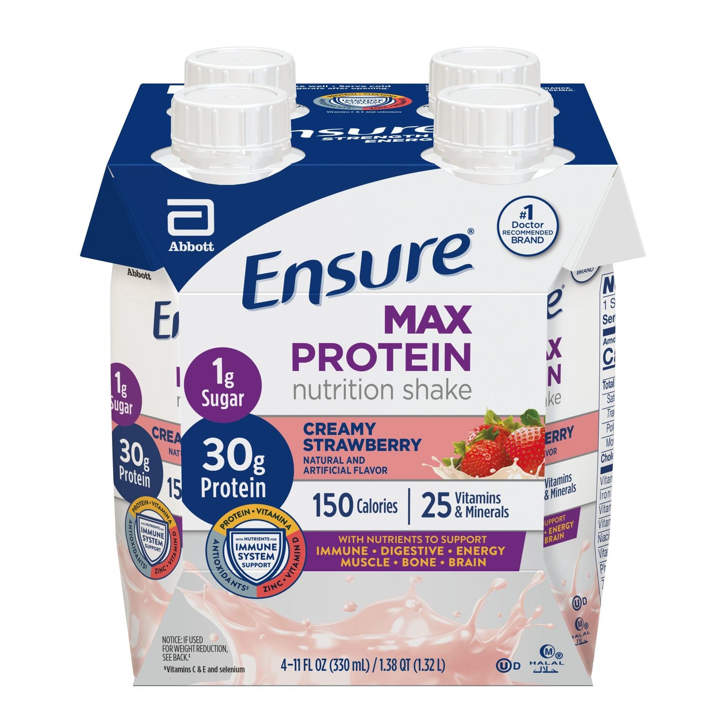 Ensure 30g Protein Nutrition Shakes 4 pk - Creamy Strawberry