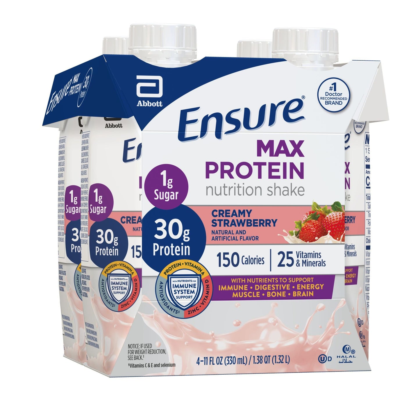 Ensure 30g Protein Nutrition Shakes 4 pk - Creamy Strawberry