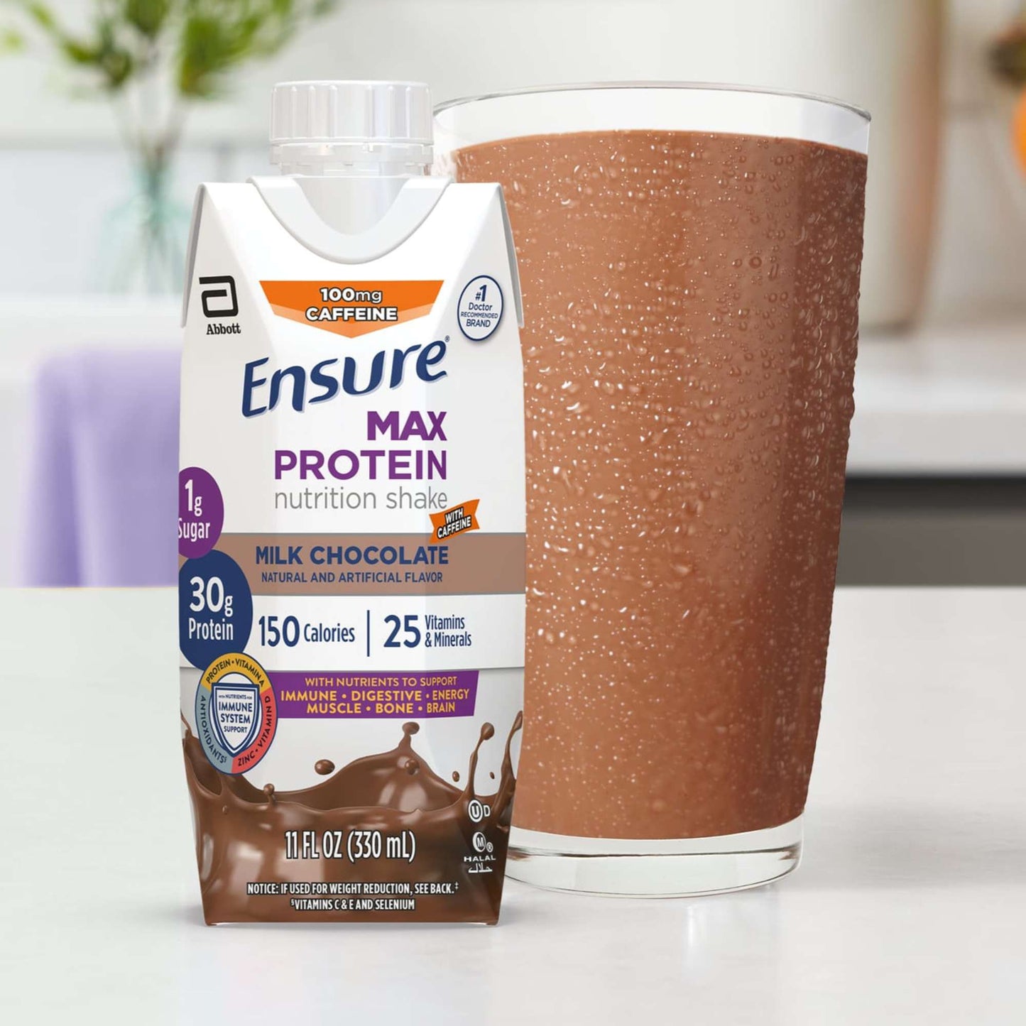Ensure 30g Protein Caffeinated Nutrition Shakes 4 pk - Milk Chocolate
